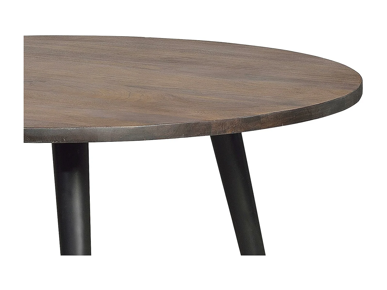 Mesa de jantar em madeira de acácia natural e pés em metal preto Marrón.Giner y Colomer.75x120x120