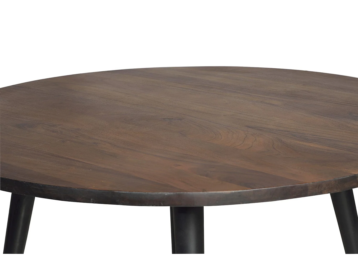 Tables de salle à manger en bois de manguier 120 cm, style industriel ethnique contemporain - 75 x 120 x 120