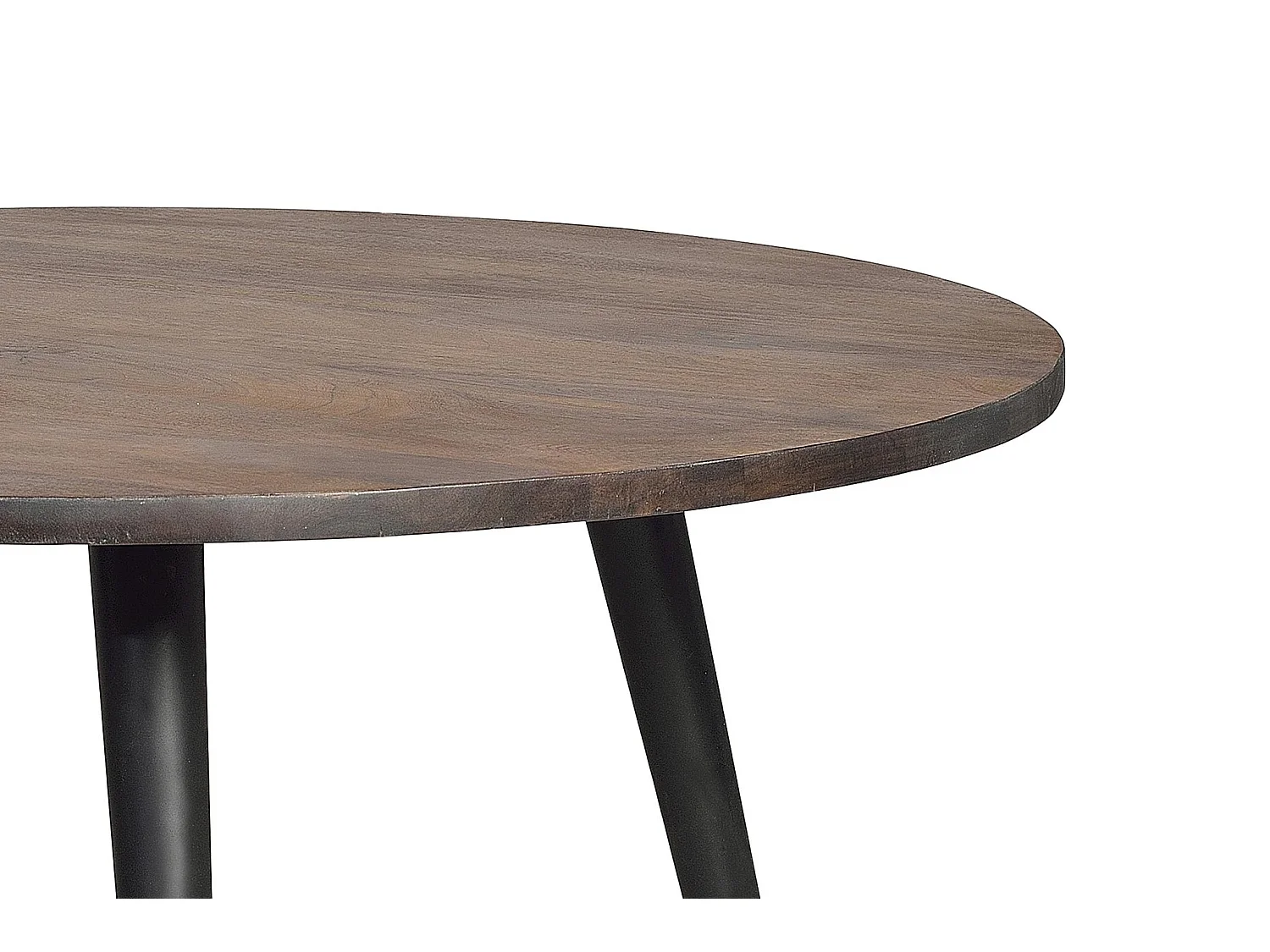 Tables de salle à manger en bois de manguier 120 cm, style industriel ethnique contemporain - 75 x 120 x 120