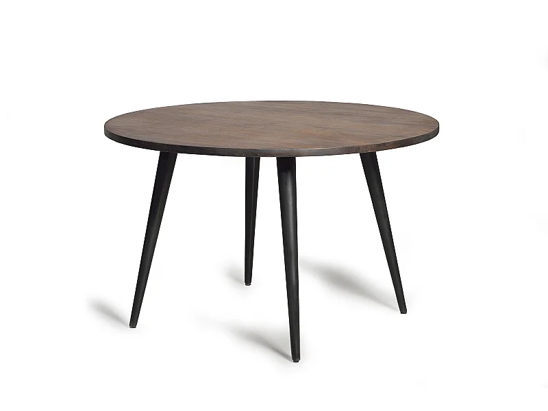 Tafel met handgreep van acaciahout en metalen poten