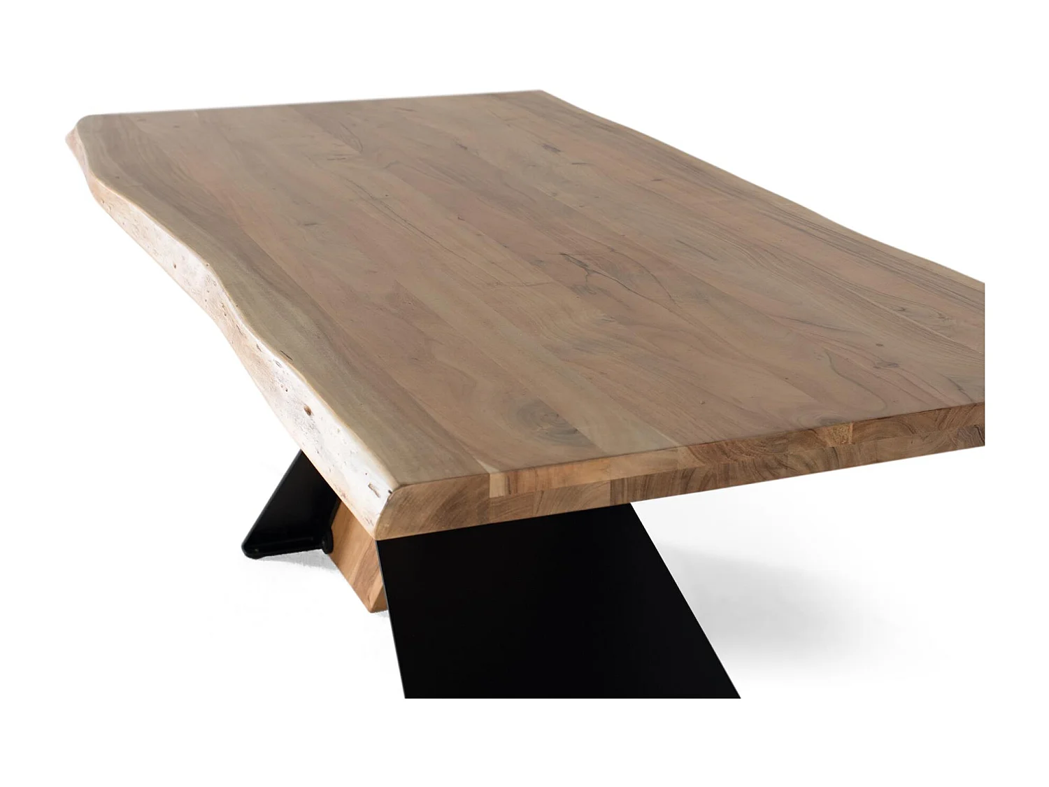 Table à manger en bois d'acacia et métal