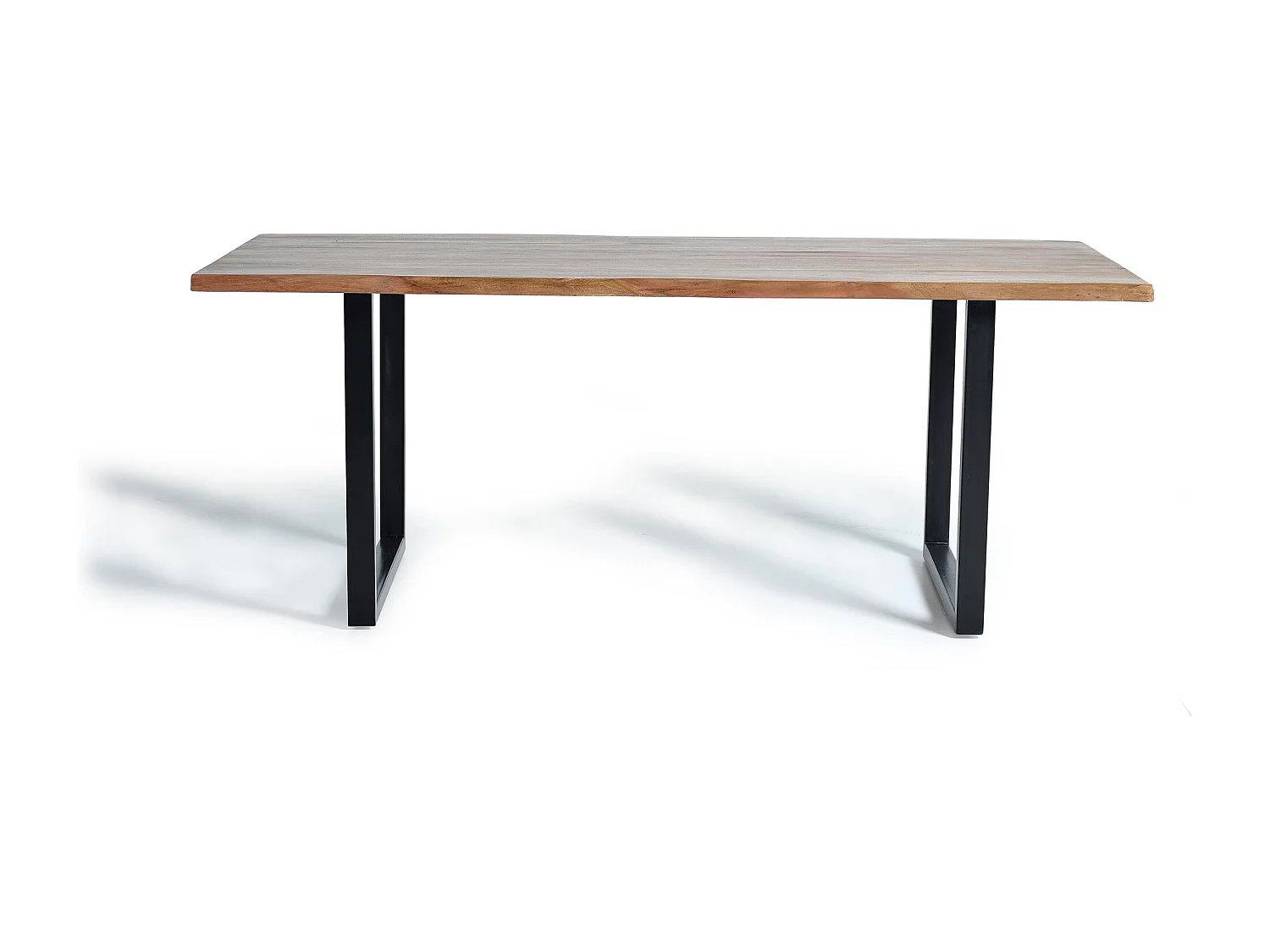 Mesa de jantar em madeira de acácia natural e pés em metal preto Marrón.Giner y Colomer.78x100x200