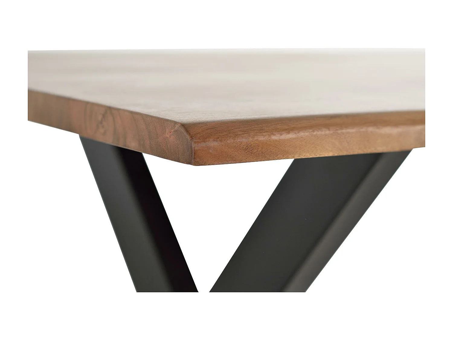 Tavolo da pranzo in legno di acacia naturale e gambe in metallo nero Marrón .78x100x240 Giner y Colomer