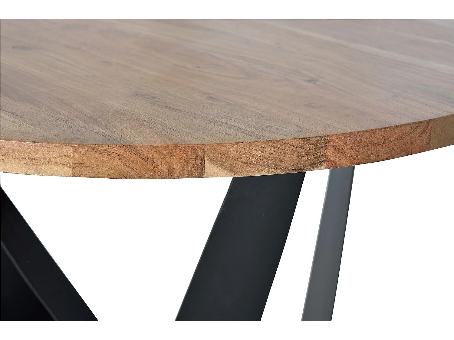 Kribbetafel in natuurlijk acaciahout en zwarte metalen poten