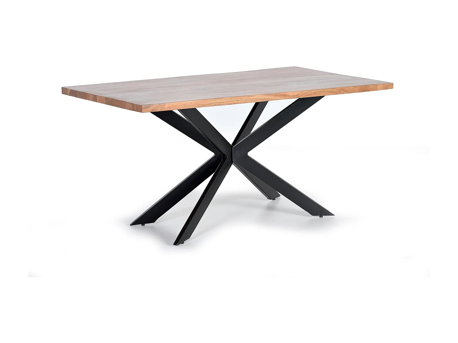 Mesa de jantar em madeira de acácia natural e pés em metal preto Multicolor.Giner y Colomer.78x90x180