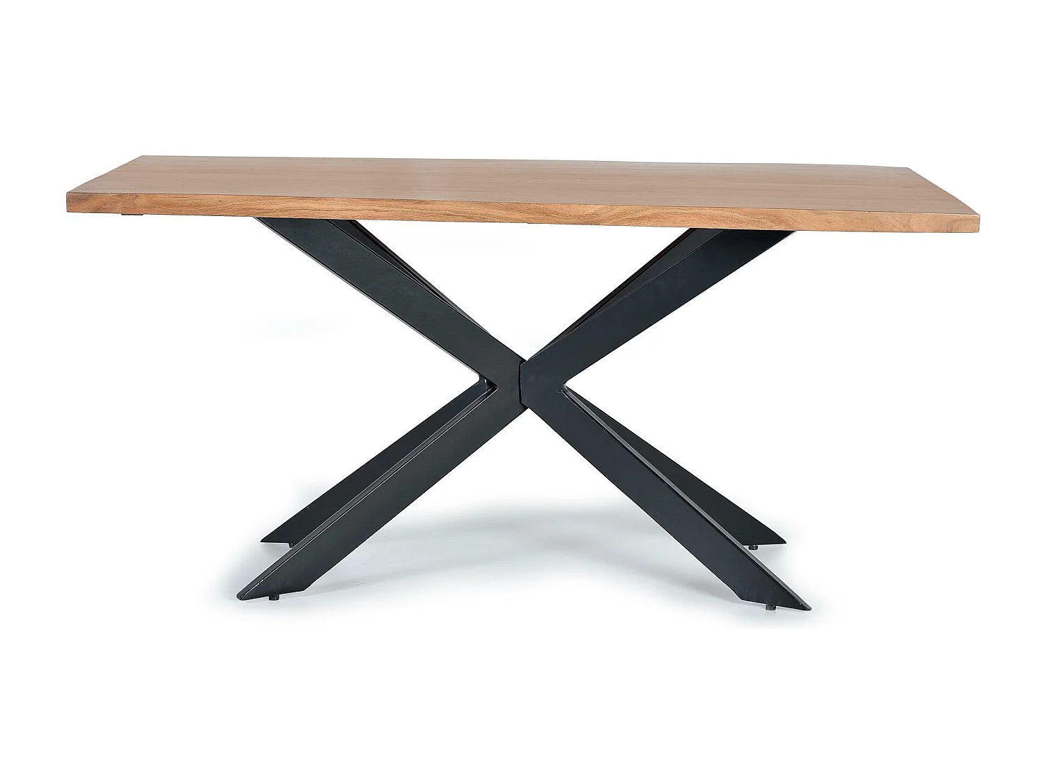 Mesa de jantar em madeira de acácia natural e pés em metal preto Multicolor.Giner y Colomer.78x90x180