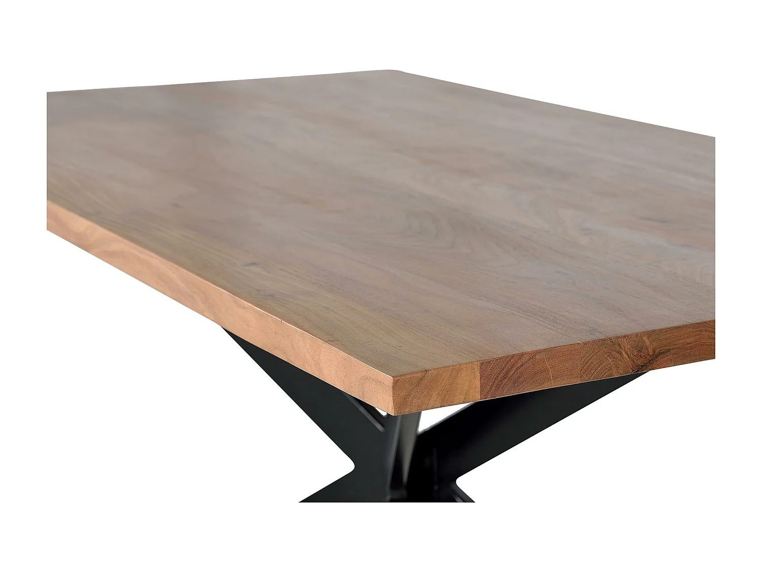 Mesa de jantar em madeira de acácia natural e pés em metal preto Multicolor.Giner y Colomer.78x90x180