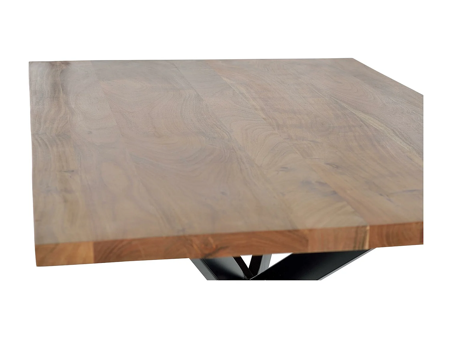 Mesa de jantar em madeira de acácia natural e pés em metal preto Multicolor.Giner y Colomer.78x90x180