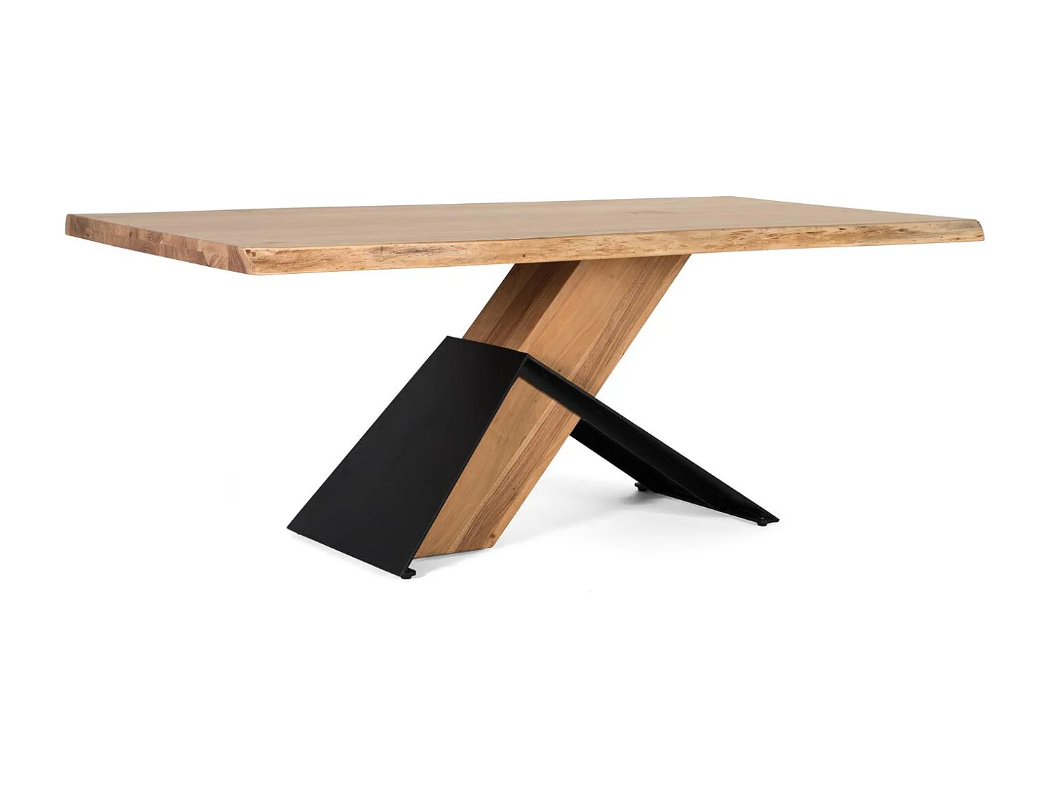 Table à manger en bois d'acacia et métal