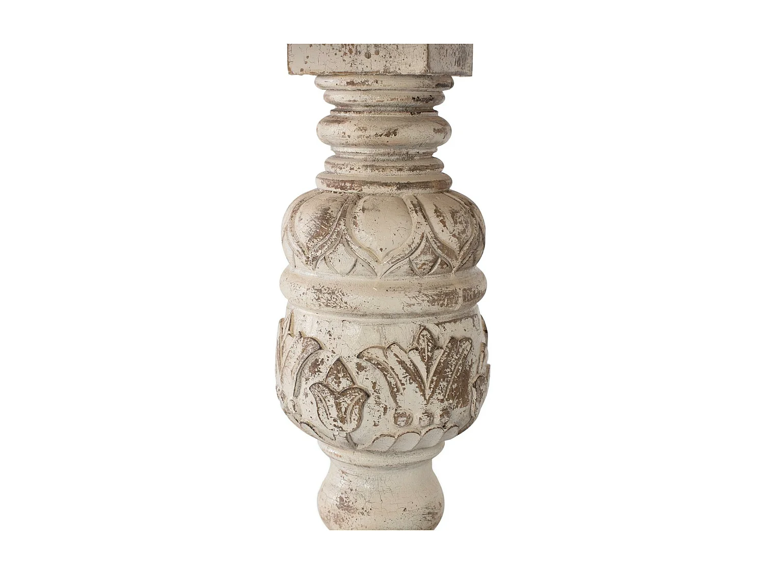 Table à manger en manguier naturel et blanc vieilli 1 mètre