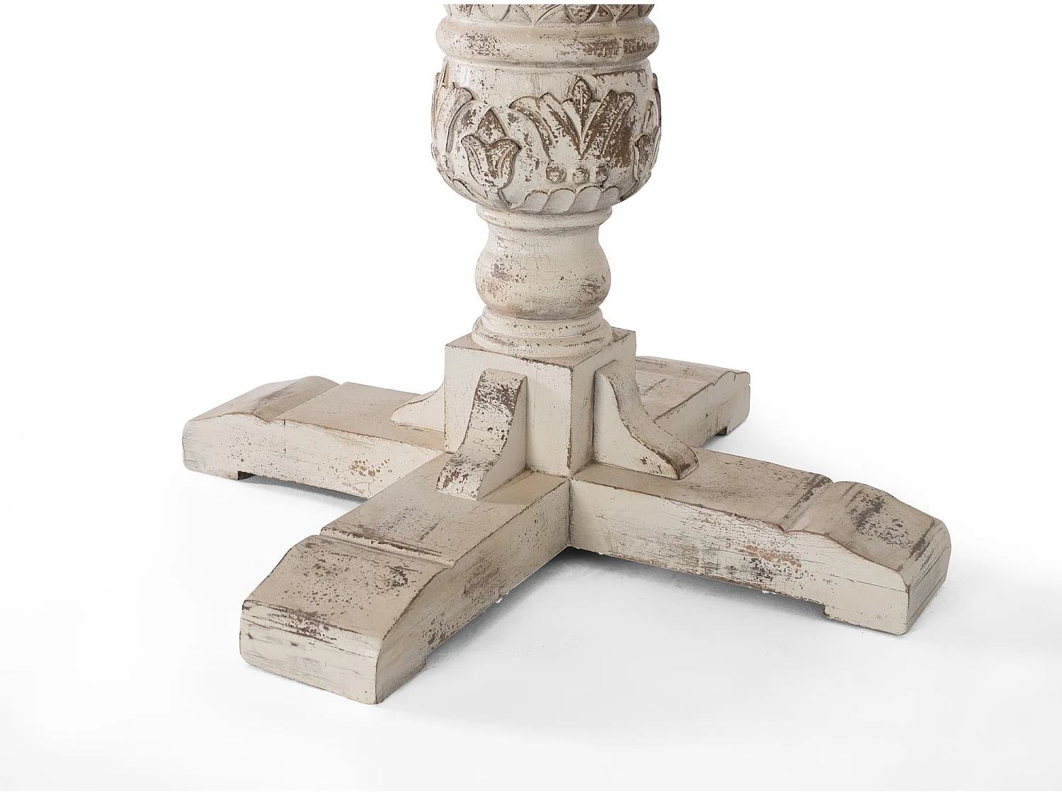 Table à manger en manguier naturel et blanc vieilli 1 mètre