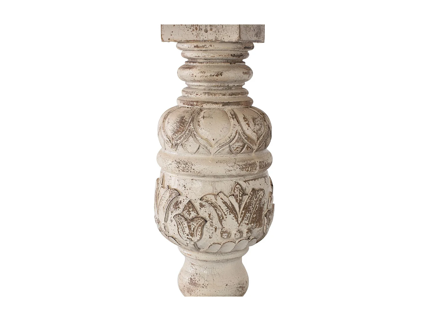 Table à manger en manguier naturel et blanc vieilli 1 mètre