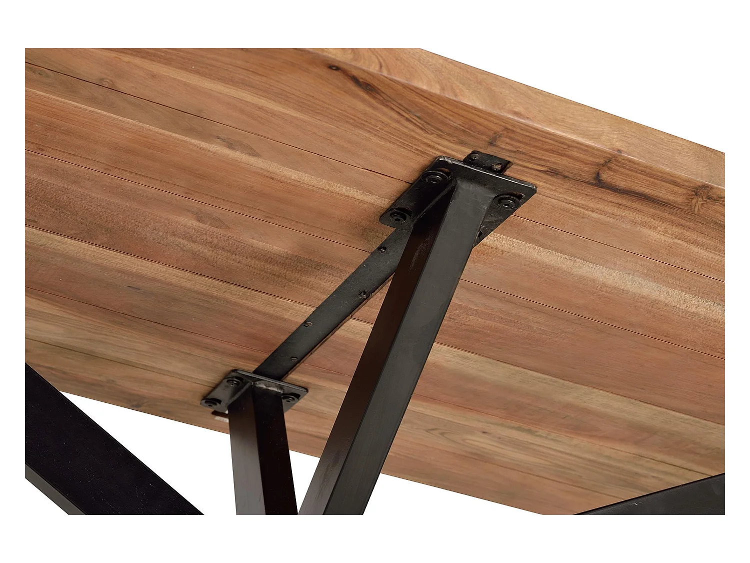 Table a manger en bois d'acacia et métal