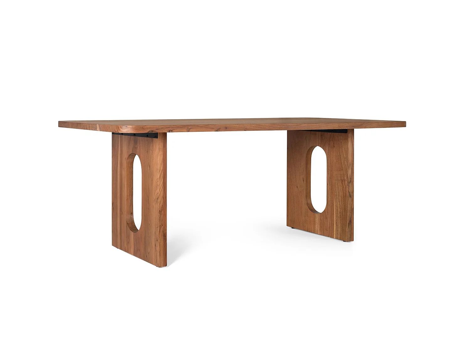 Tables de salle à manger en bois d'acacia massif 200 cm, style rustique moderne - 76 x 200 x 100