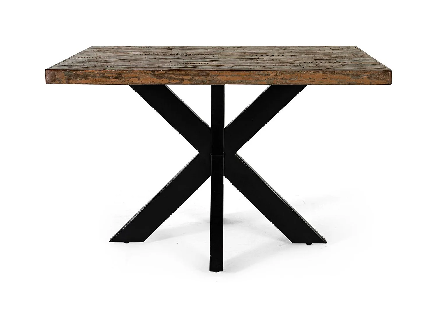 Tavolo da pranzo in metallo e legno riciclato, multicolore e nero Multicolor .78x120x120 Giner y Colomer