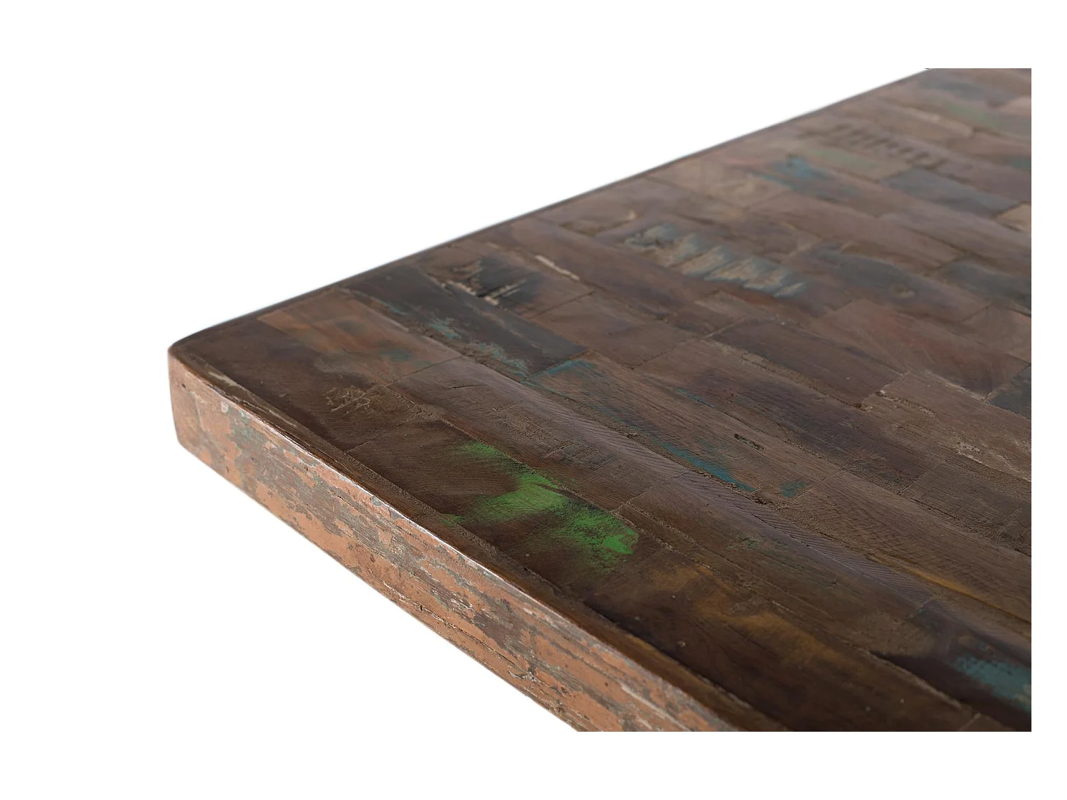 Esstisch aus Metall und recyceltem Holz