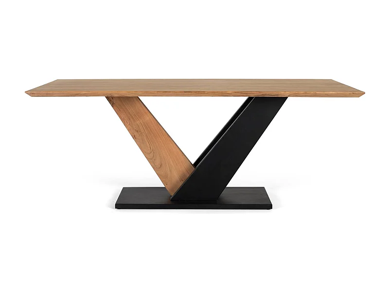 Table à manger en bois d'acacia et métal