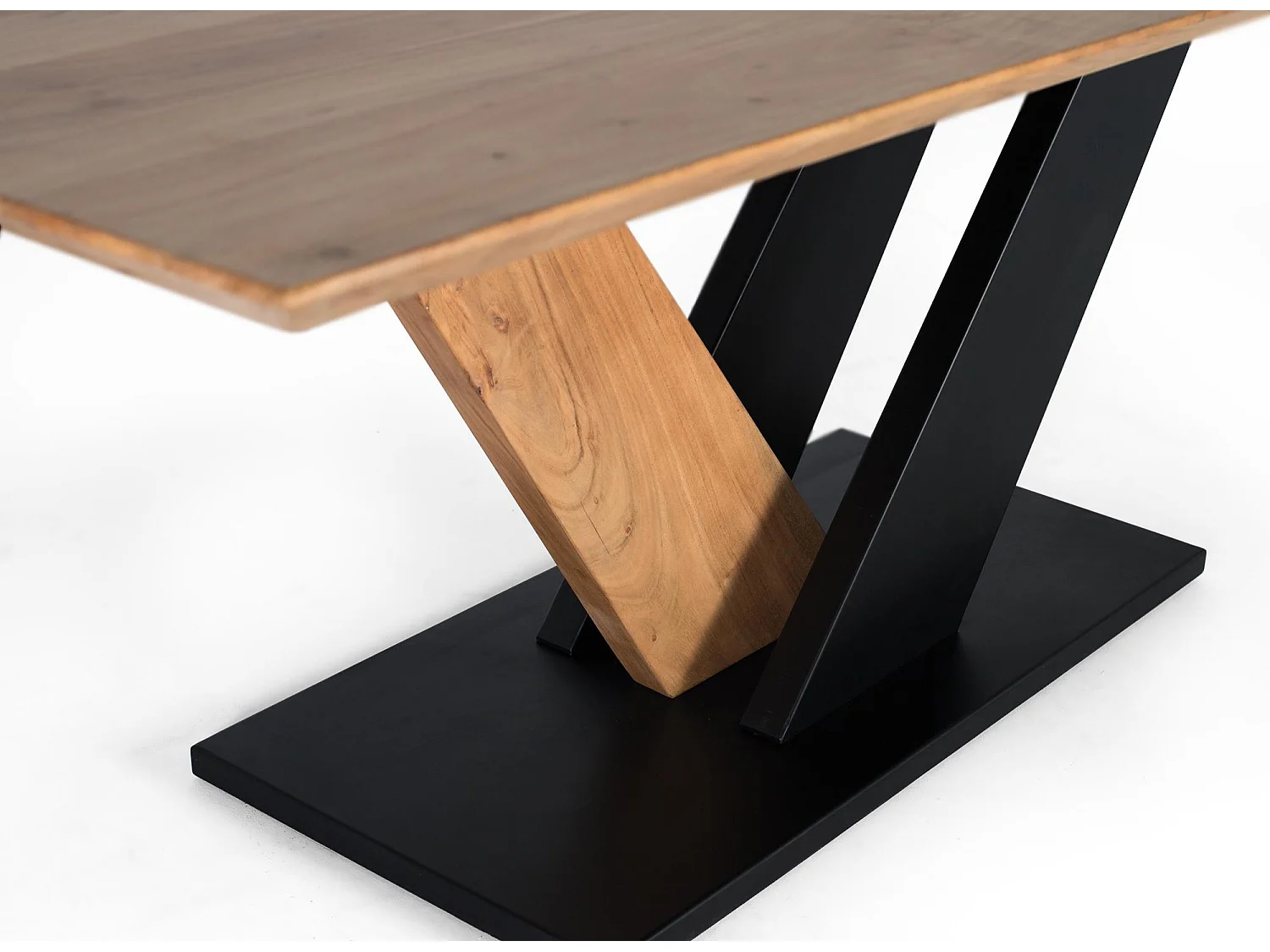 Table à manger en bois d'acacia et métal