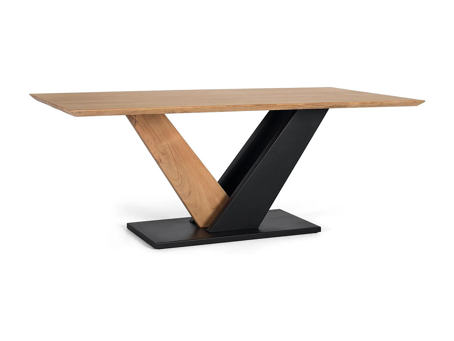 Table à manger en bois d'acacia et métal