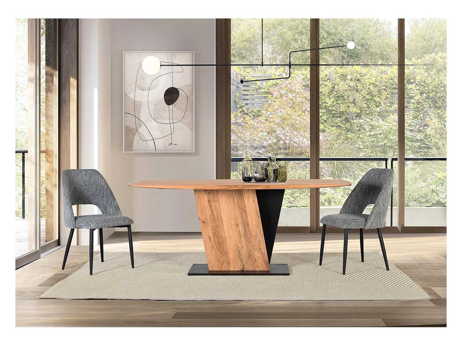Table à manger en bois d'acacia et métal