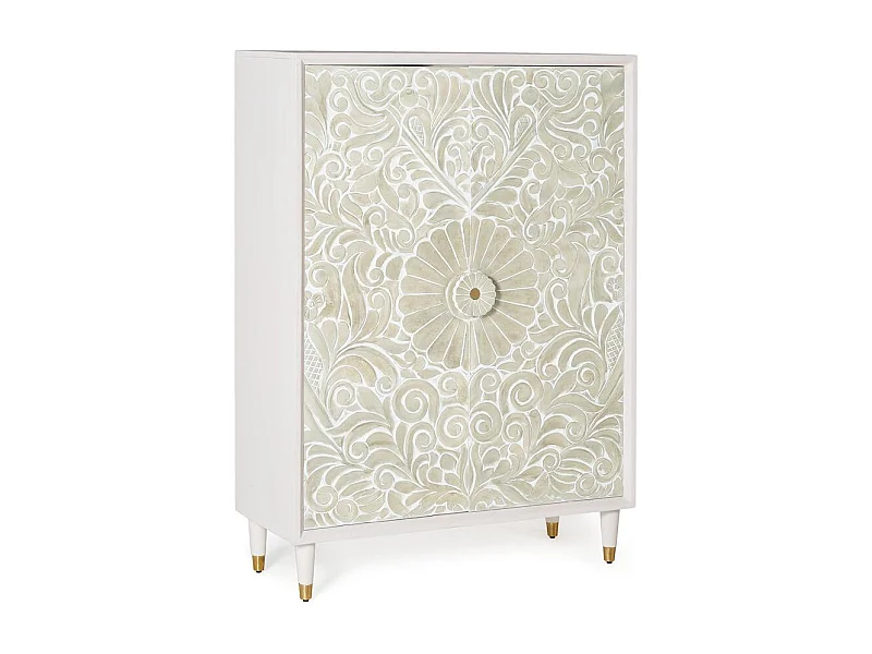 Aparador madera de mango blanco y detalles dorados BLANCO.Giner y Colomer 140x40x100