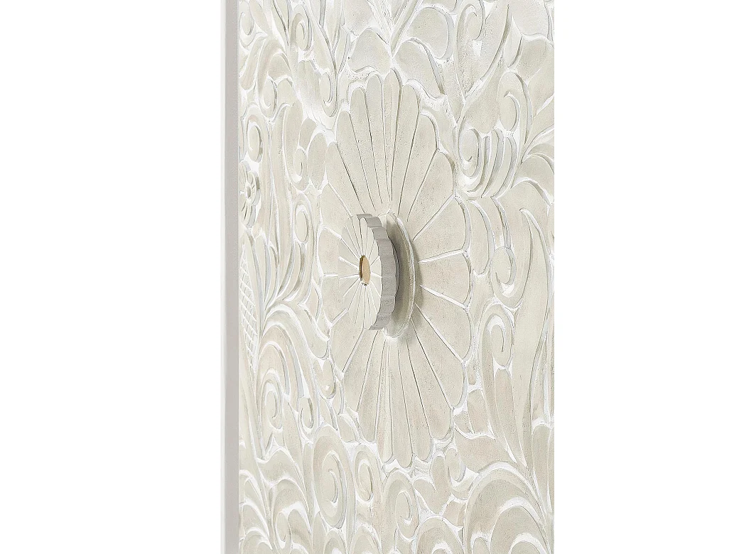 Aparador de madeira de manga branca com detalhes dourados BLANCO.Giner y Colomer.140x40x100