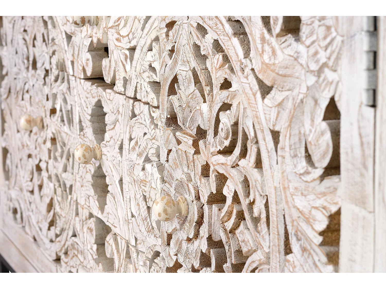 Credenza in legno di mango e metallo bianco invecchiato Blanco .80x38x150 Giner y Colomer