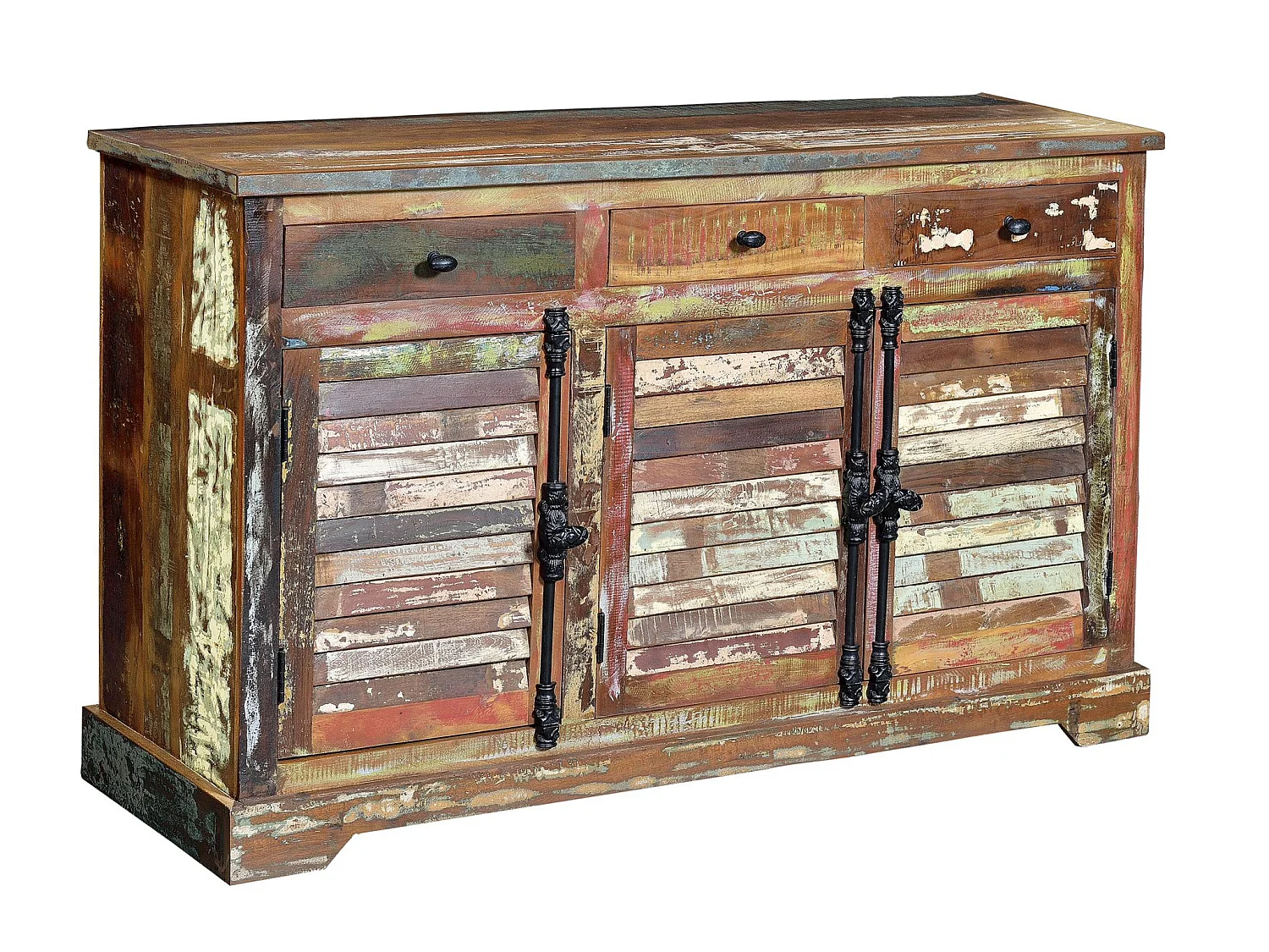 Buffet en bois recyclé de style vintage moderne - 90 x 150 x 45