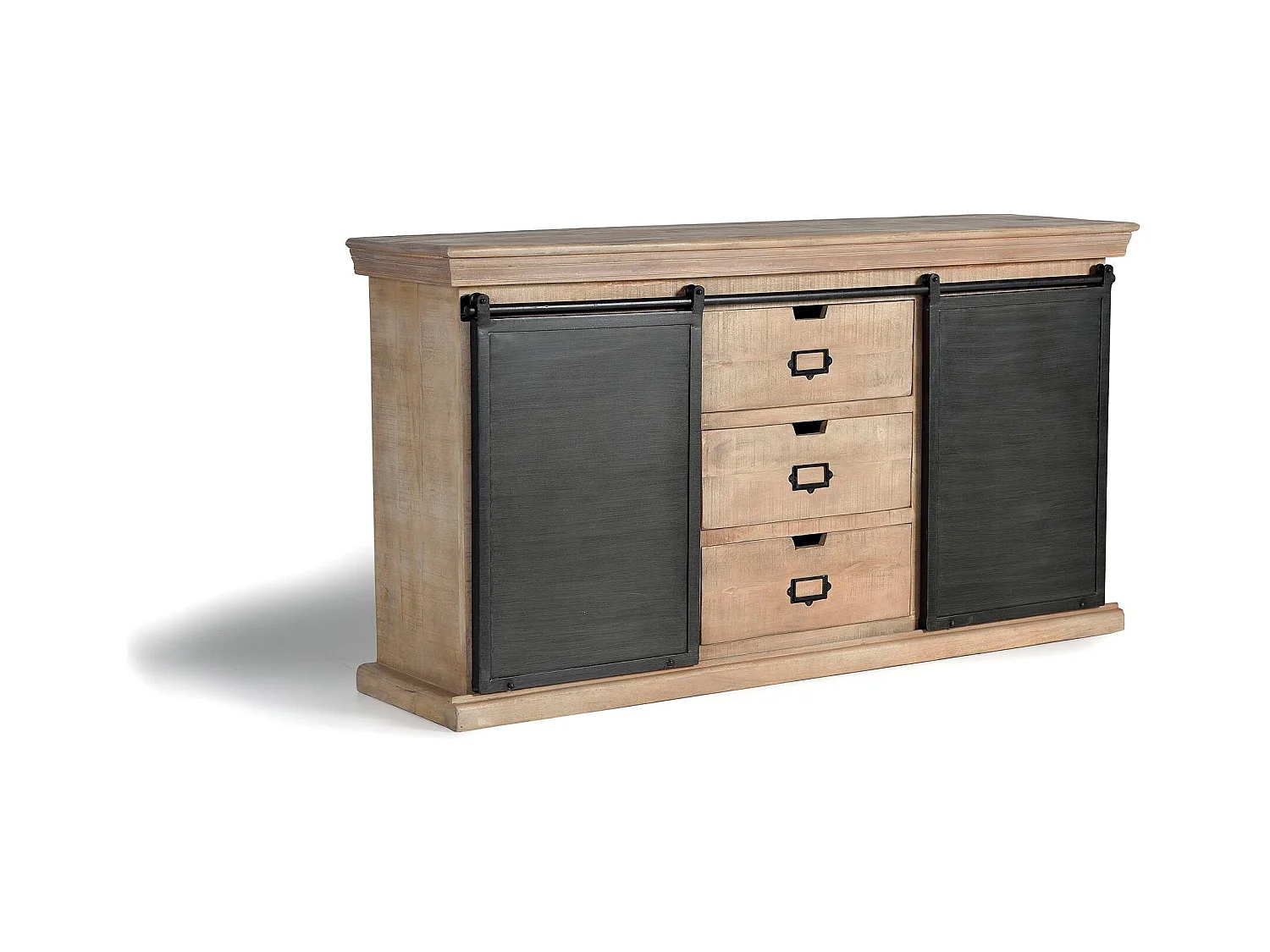 Buffet industriel en manguier et détails en métal noir