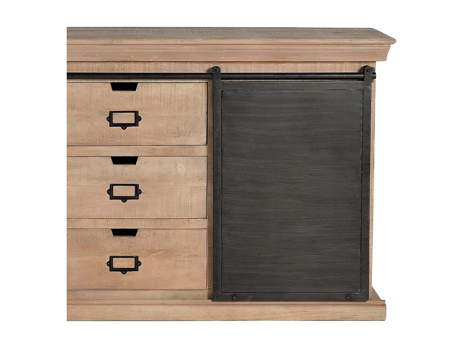 Buffet industriel en manguier et détails en métal noir