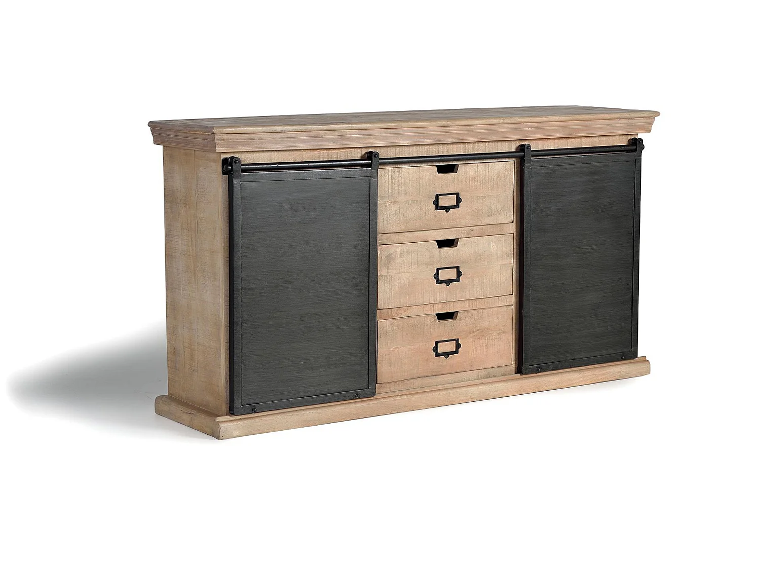 Buffet en bois de manguier de style industriel moderne - 85 x 160 x 40