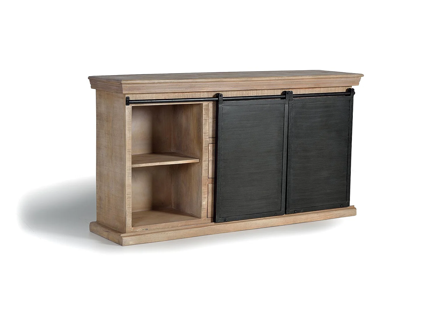 Buffet en bois de manguier de style industriel moderne - 85 x 160 x 40