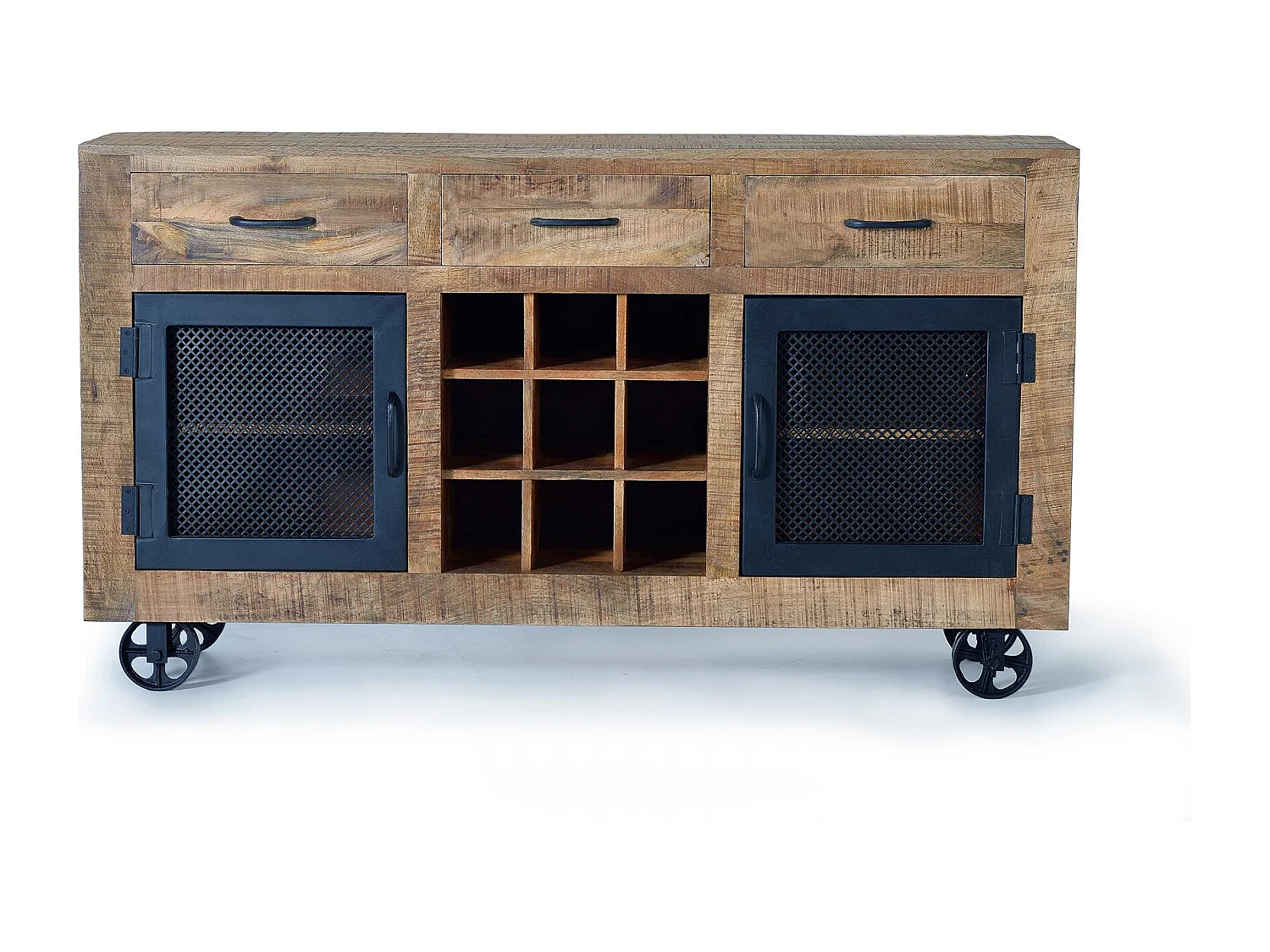 Buffet industriel en manguier et pieds en métal couleur naturelle