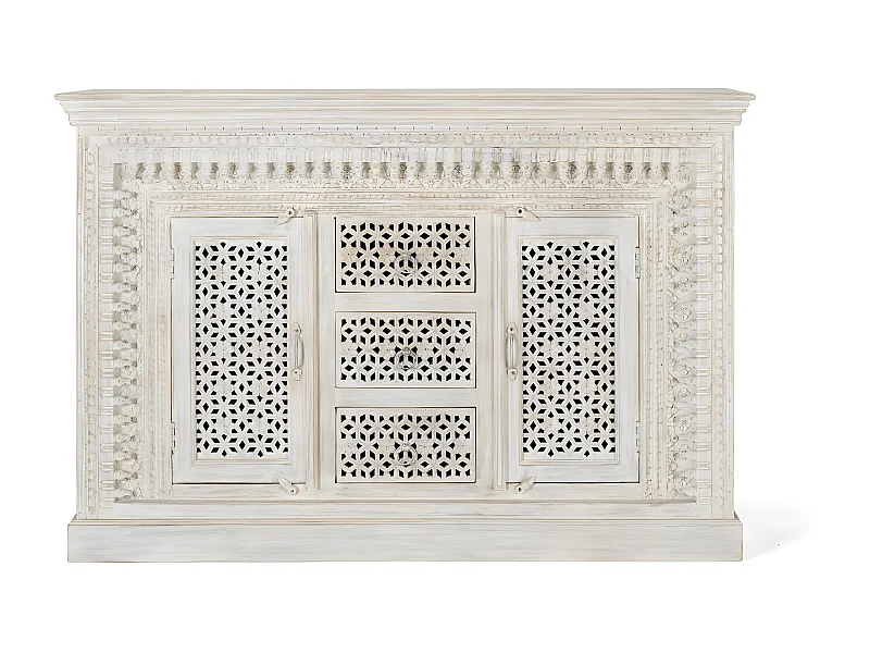 Sideboard aus gealtertem weißem Mangoholz