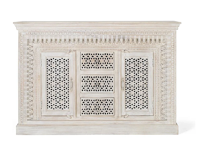 Buffet en bois manguier blanc vieilli