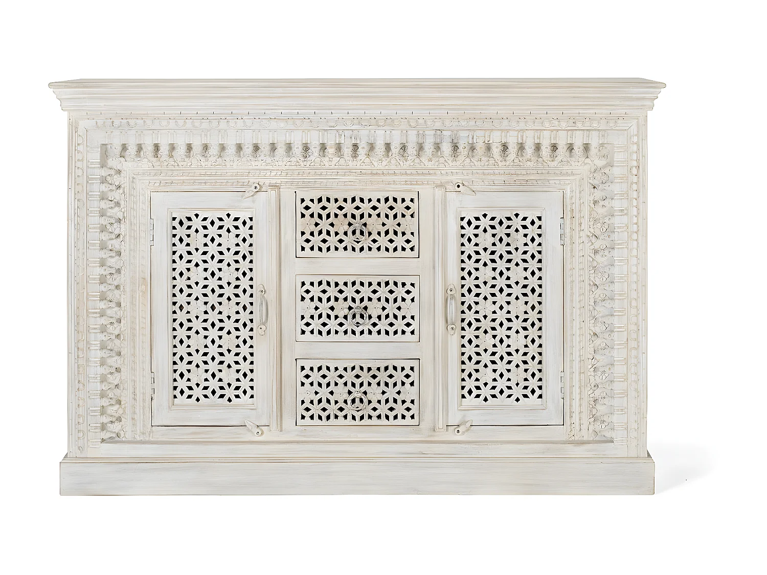 Sideboard aus gealtertem weißem Mangoholz