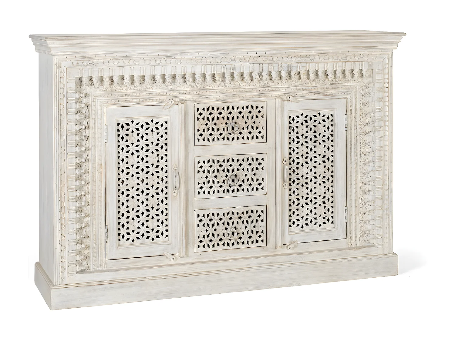 Sideboard aus gealtertem weißem Mangoholz