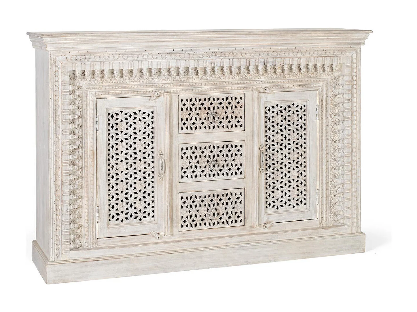 Buffet en bois manguier blanc vieilli