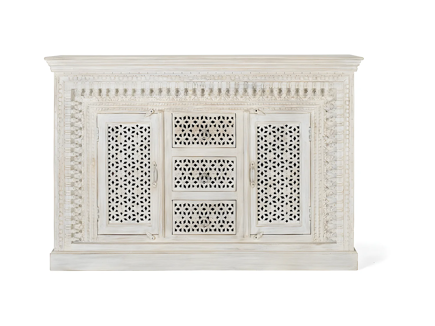 Buffet en bois manguier blanc vieilli