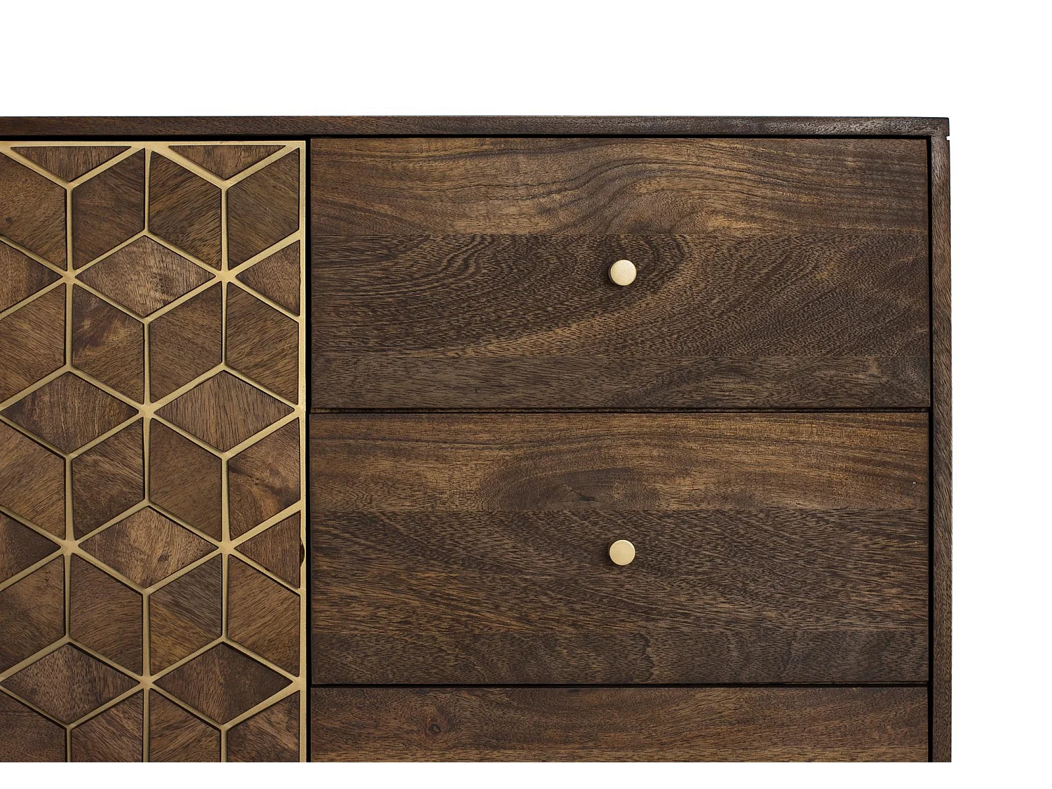 Buffet en bois de manguier, style rustique moderne - 77 x 145 x 40