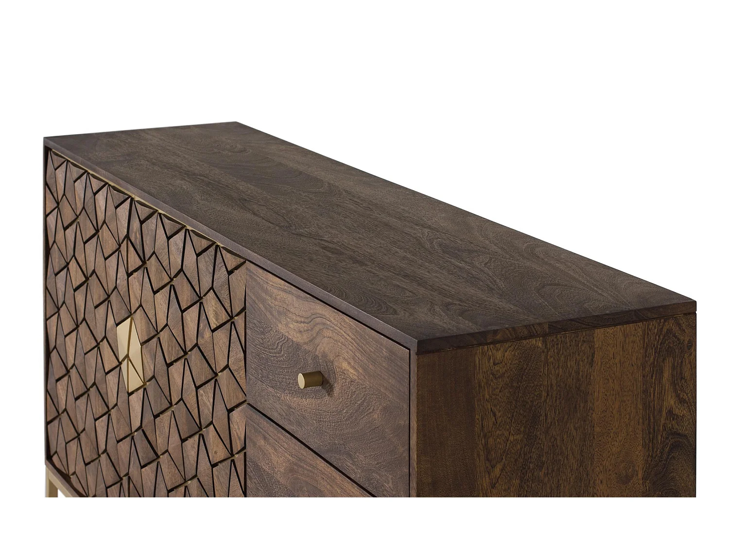 Buffet en bois de manguier, style rustique moderne - 77 x 145 x 40