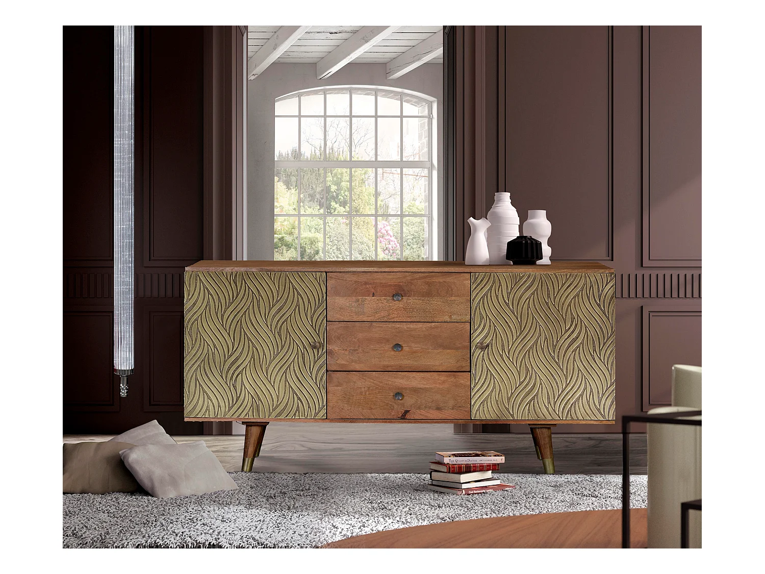 Buffet en manguier et bronze