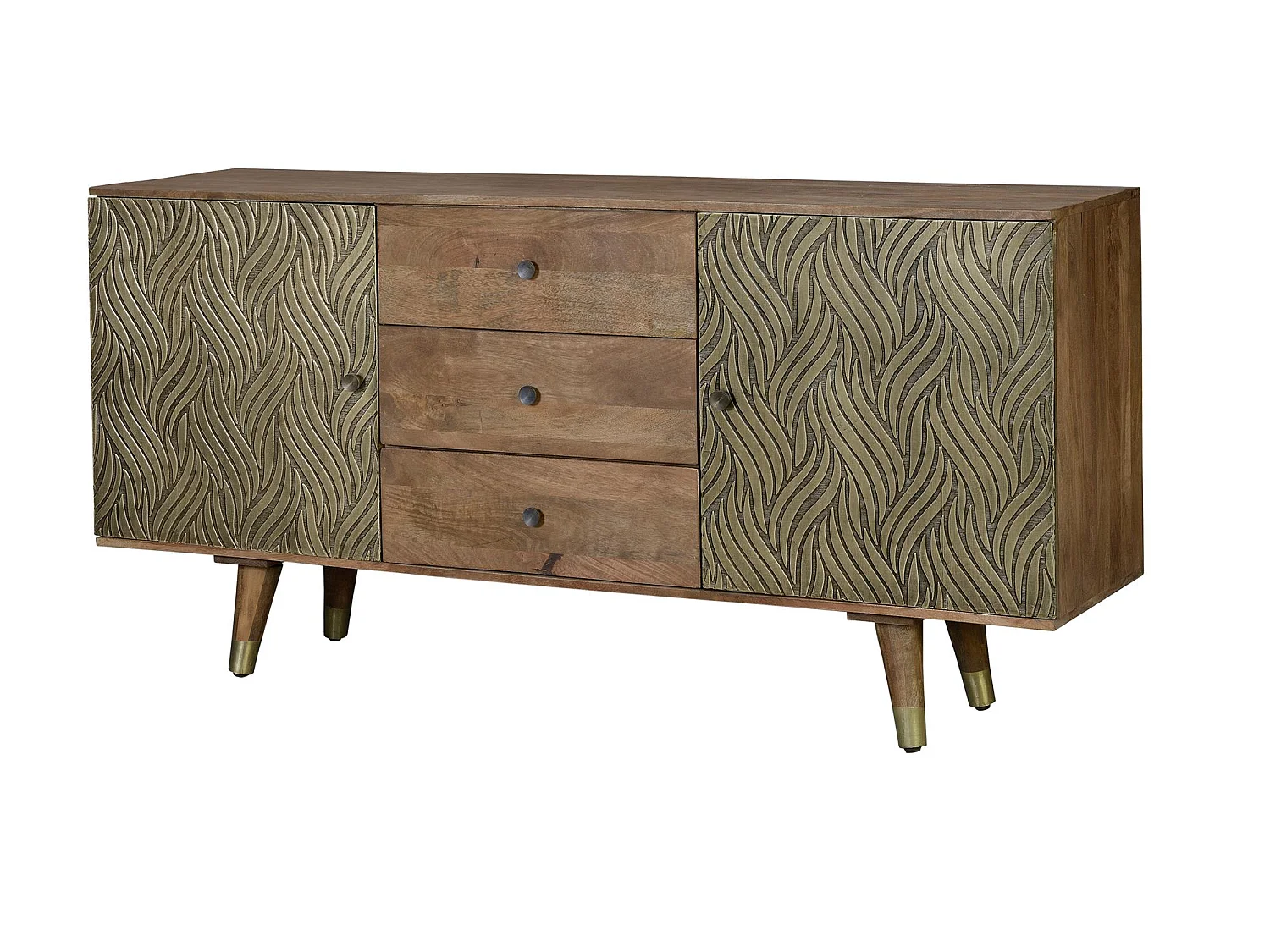 Buffet en bois de manguier, style rétro moderne - 78 x 160 x 40