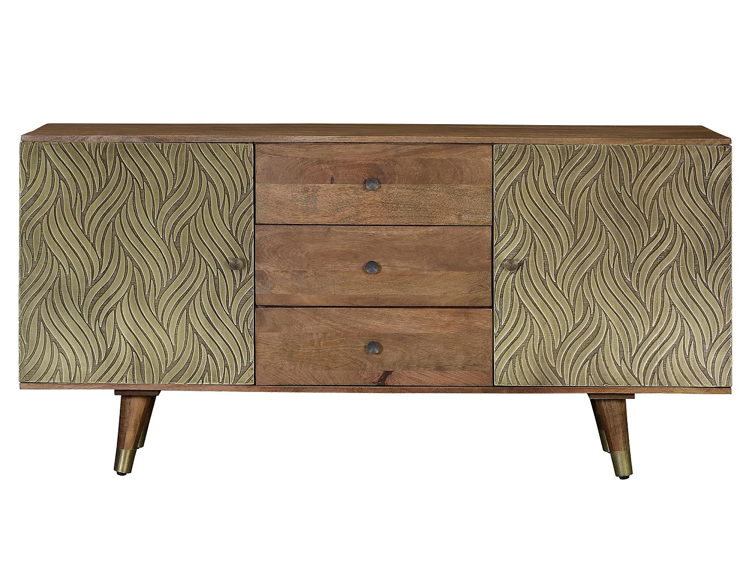 Buffet en bois de manguier, style rétro moderne - 78 x 160 x 40