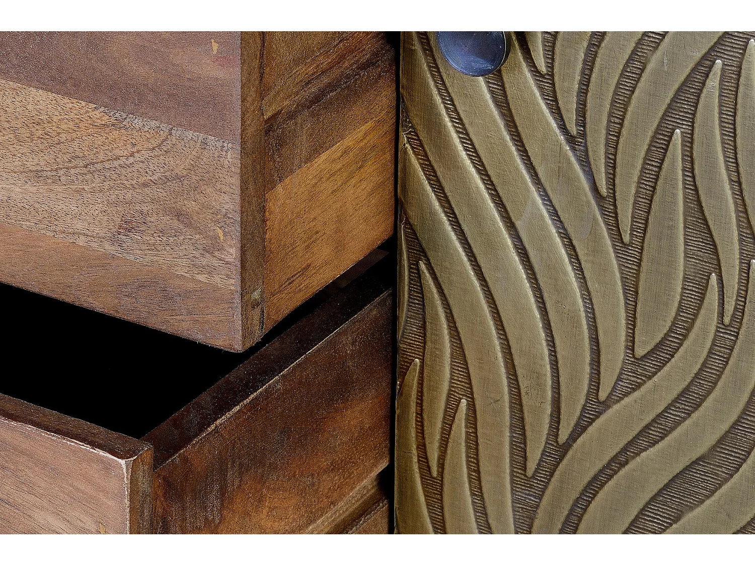 Buffet en bois de manguier, style rétro moderne - 78 x 160 x 40