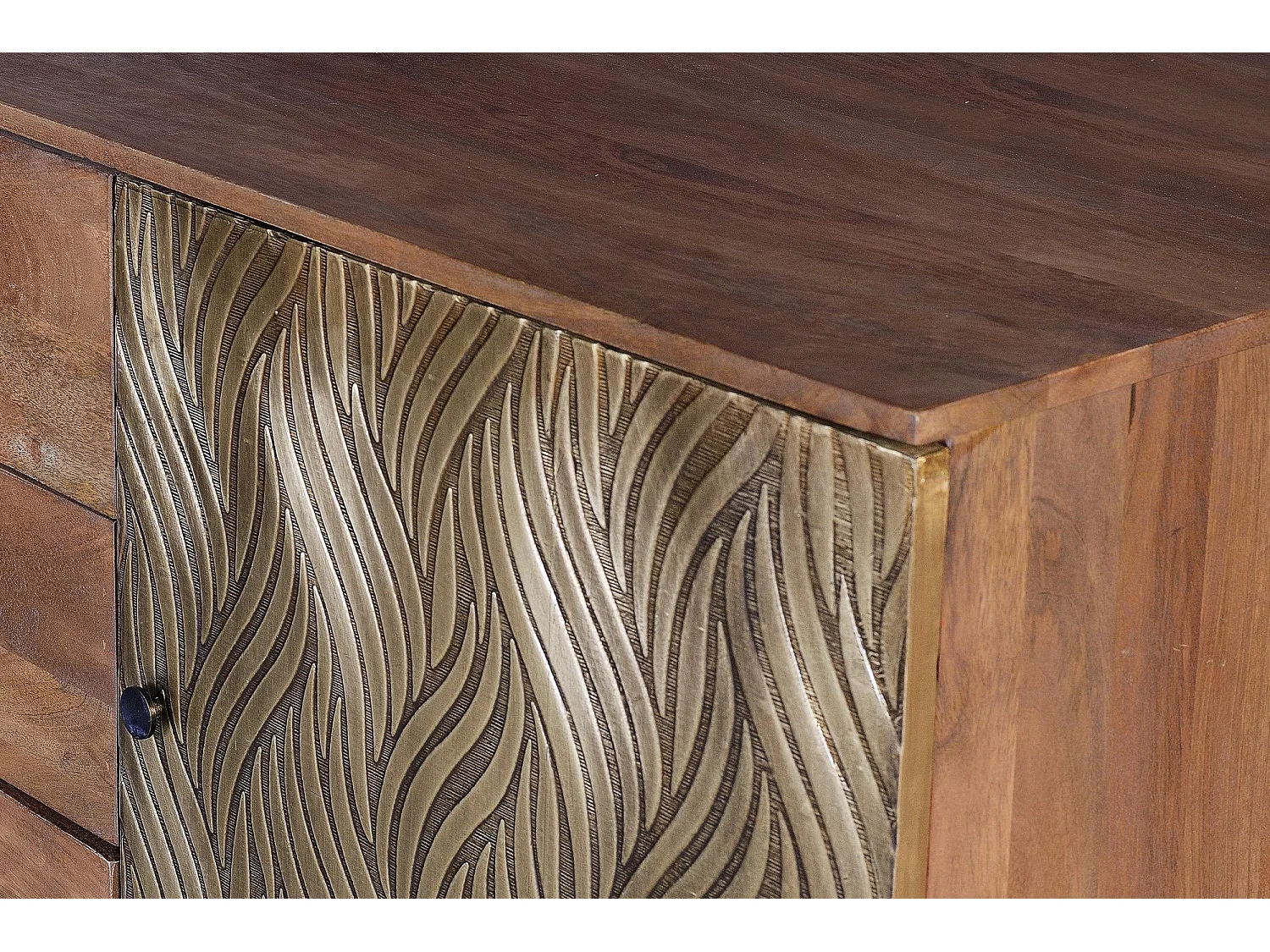 Buffet en bois de manguier, style rétro moderne - 78 x 160 x 40