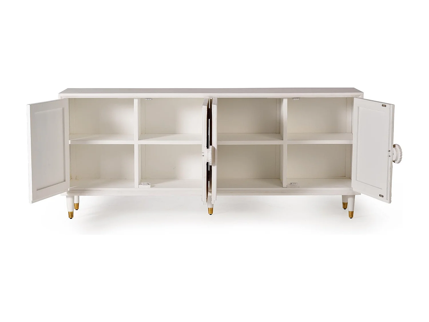 Buffet en bois de manguier avec des détails en or blanc