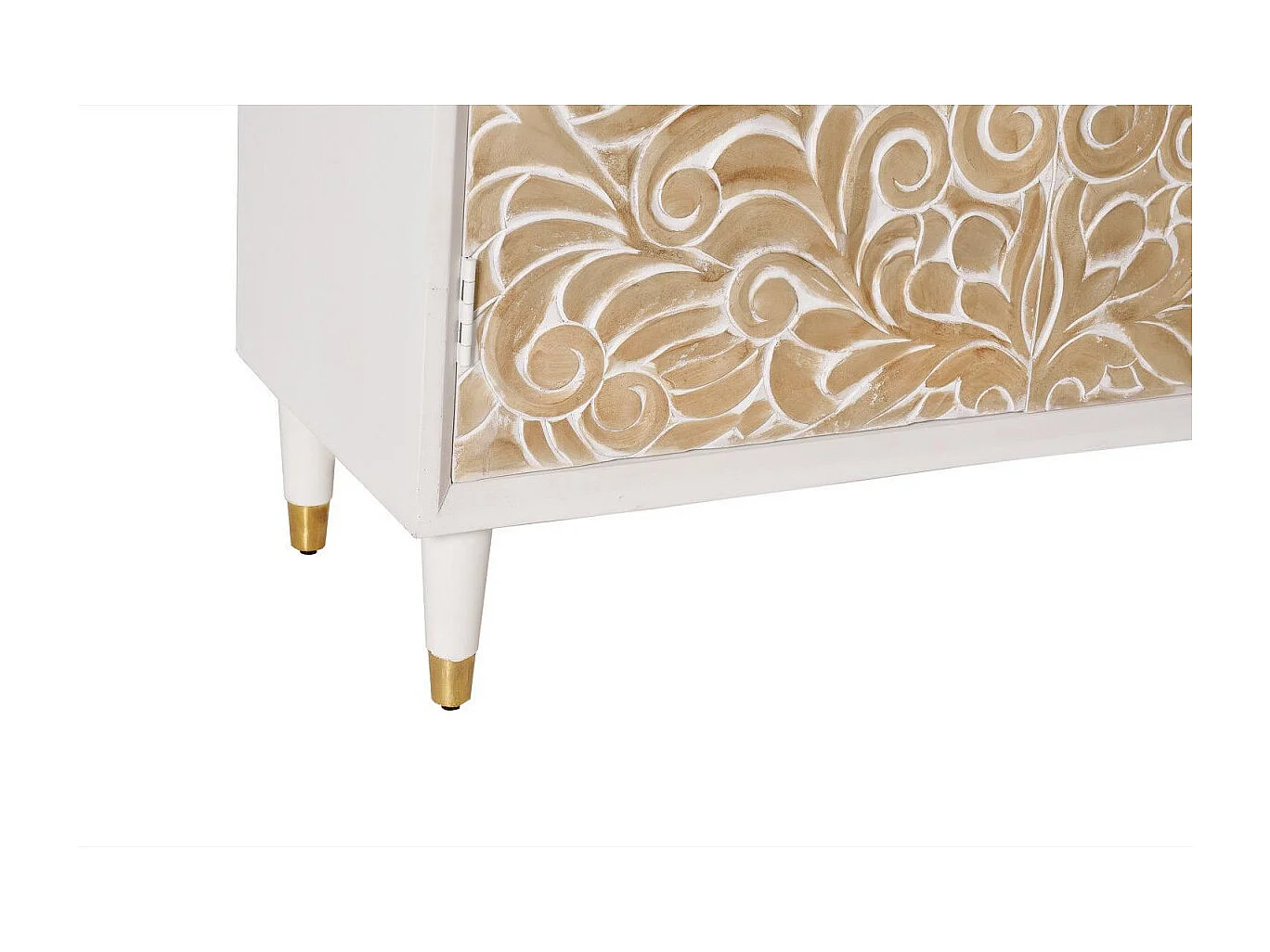 Buffet en bois de manguier avec des détails en or blanc