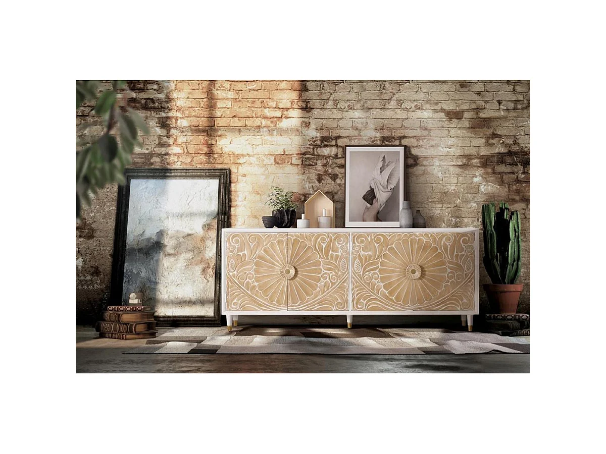 Credenza moderna in stile mediterraneo in legno di mango - 80x190x40