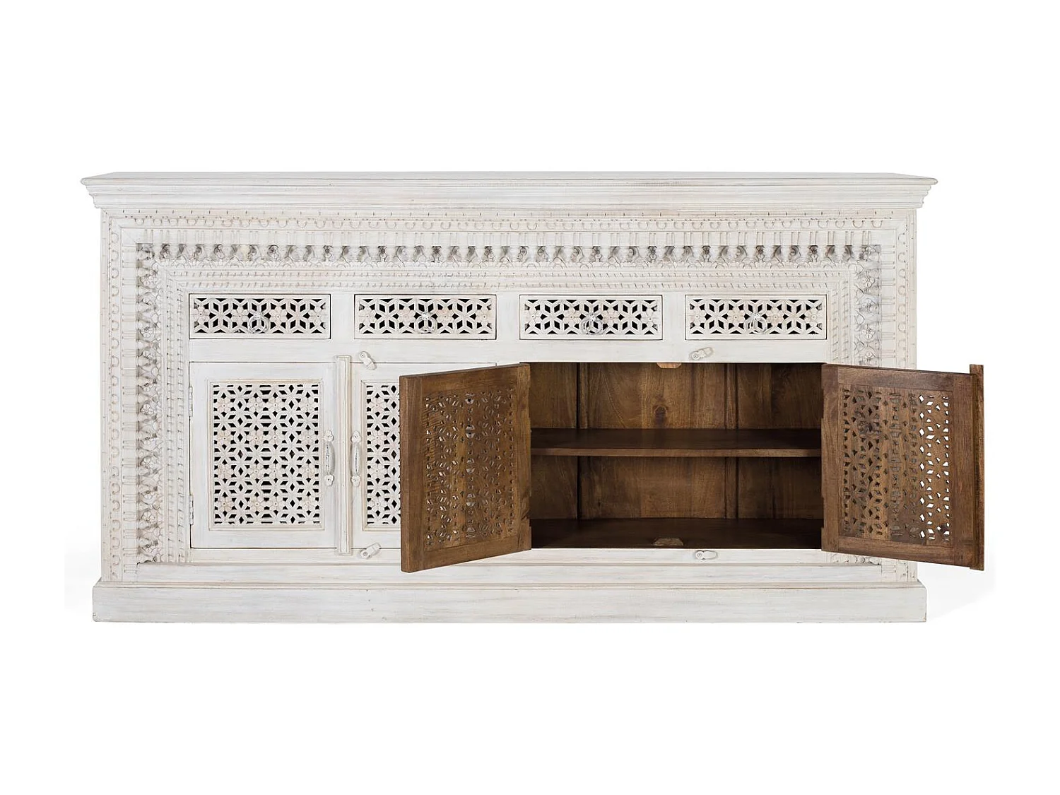 Buffet en bois manguier blanc vieilli